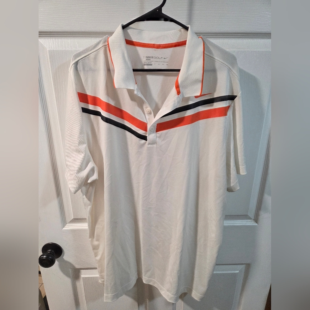 Nike Golf White and Orange Polo Shirt